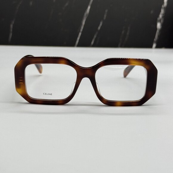 NEW CELINE CL50155I 053 GEOMETRIC HAVANA BROWN EYEGLASSES CELINE - Picture 3 of 10
